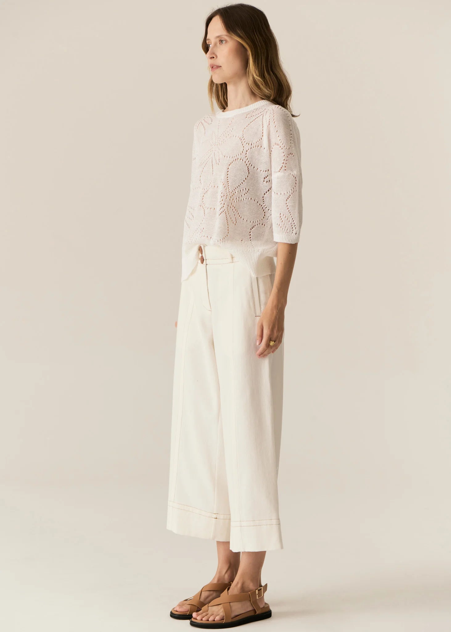 Carsen Crop Pant- Ecru