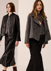 Cohen Cropped Wool Coat-Charcoal