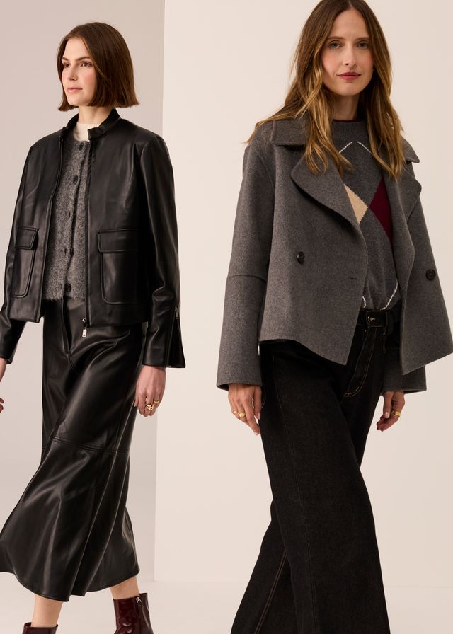 Cohen Cropped Wool Coat-Charcoal