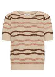 Liana Textured Tee-Pebble/Toffee