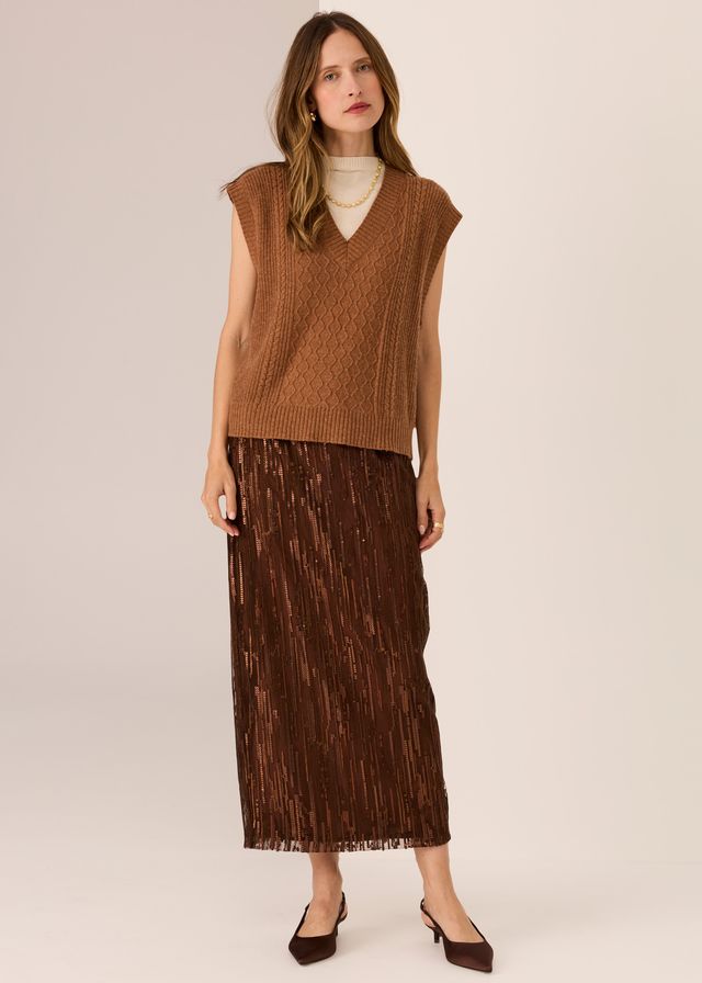 Loren Cable Vest- Toffee