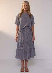POL Clothing Mira Top Ink Gingham