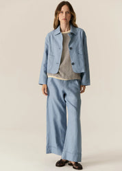 POL- Saga Linen Jacket Blue