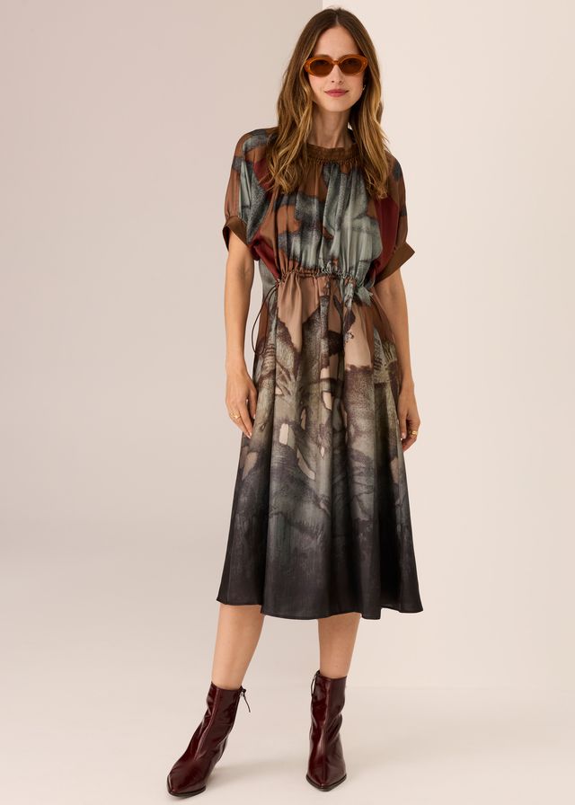 Palisades Drawcord Dress- Palisades Print