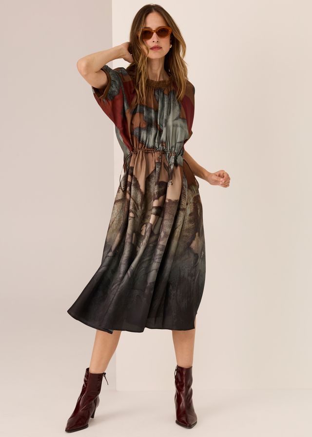 Palisades Drawcord Dress- Palisades Print