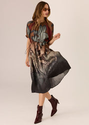 POL Palisades Drawcord Dress in Palisades Print