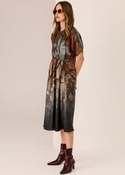 Palisades Drawcord Dress- Palisades Print