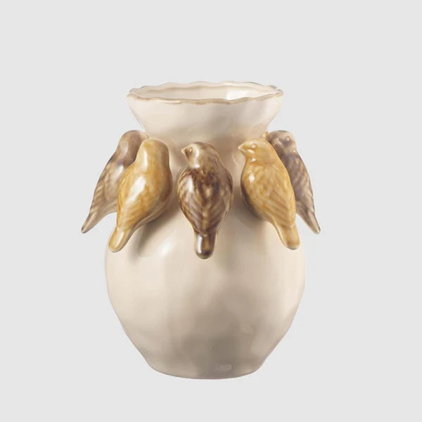 Florabelle Palma Bird Vase Yellow & Cream