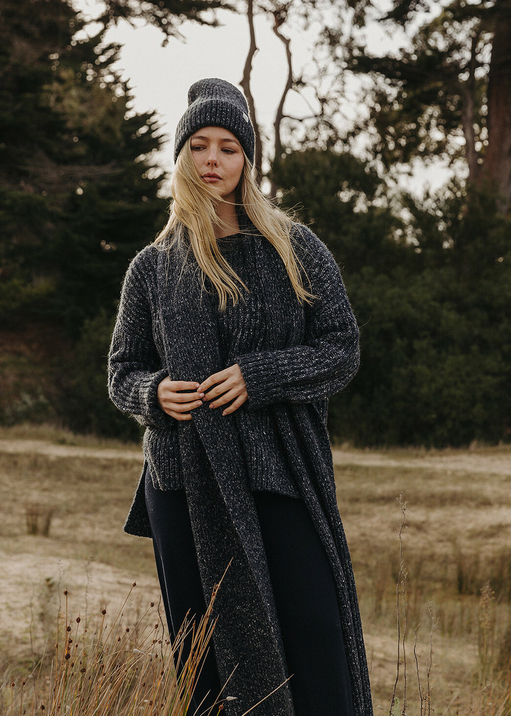 Talamaya Peace Crew Rib Pullover in Midnight