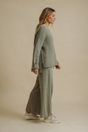 Peace Crew Rib Pullover- Eucalypt