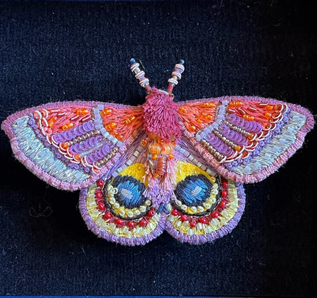 Trovelore Peacock Moth Embroidered Brooch 