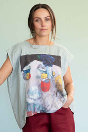 Lazybones Peggy Top in Moring Tea print