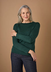 Uimi Phoebe Jersey Crew Top in Hunter