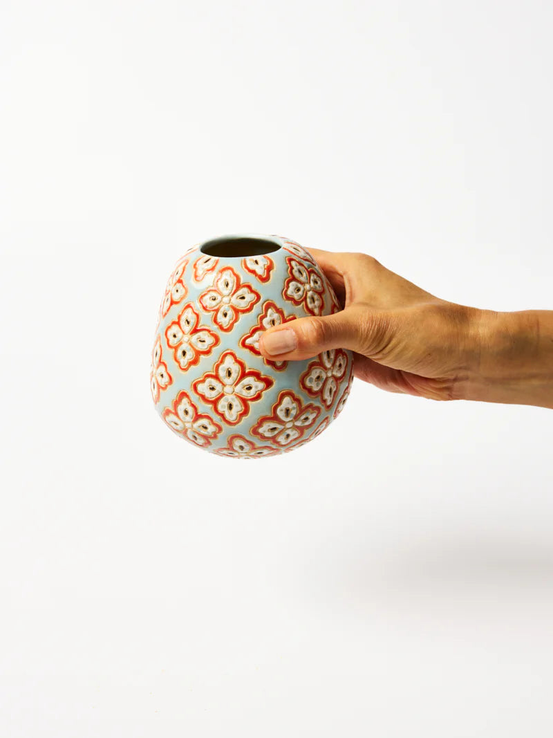Pollen Vase- Blue Paisley