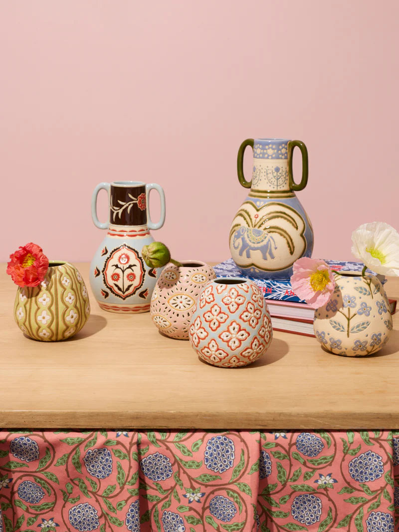 Pollen Vase- Blue Paisley