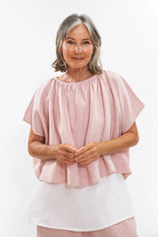 Eva's Sunday Poppy Top in Iced Vovo Linen