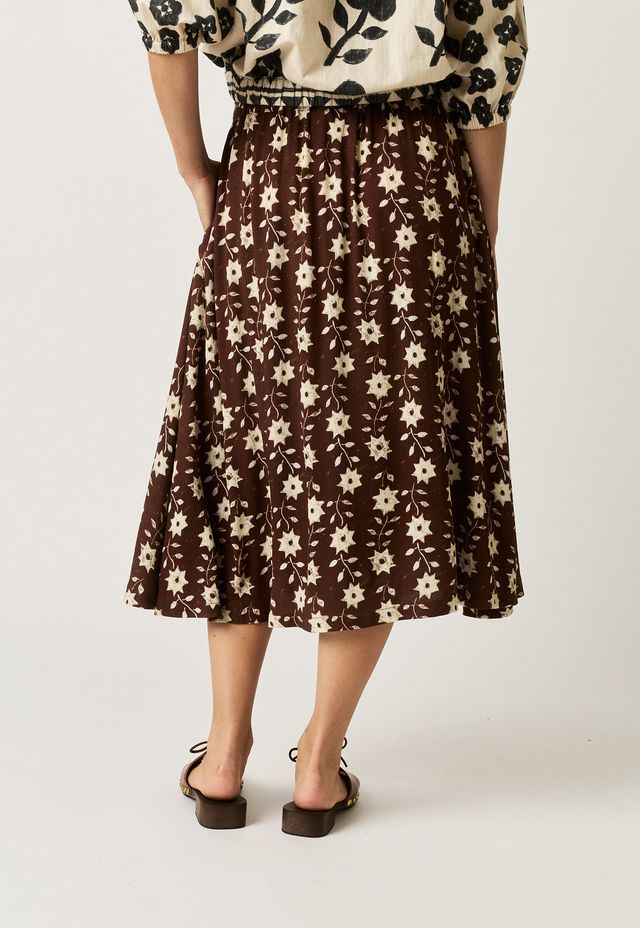 Porcelain Tie Skirt- Ochre Flower