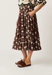 Porcelain Tie Skirt- Ochre Flower