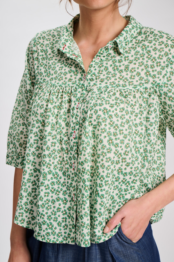 Positano Harper Blouse- Green