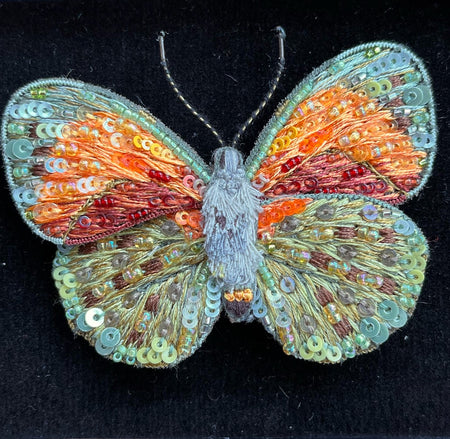 Trovelore Provencal Hairstreak Butterfly Embroidered Brooch