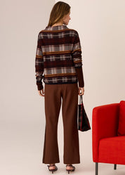 Quinn Check Knit- Ink/Choc