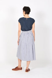 Raya Stripe Skirt- Navy Blue