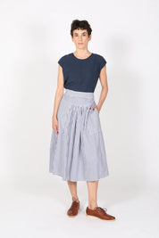 Olga de Polga Raya Stripe Skirt in Navy Blue