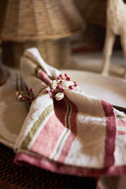 Red Selvedge Stripe Linen Napkins