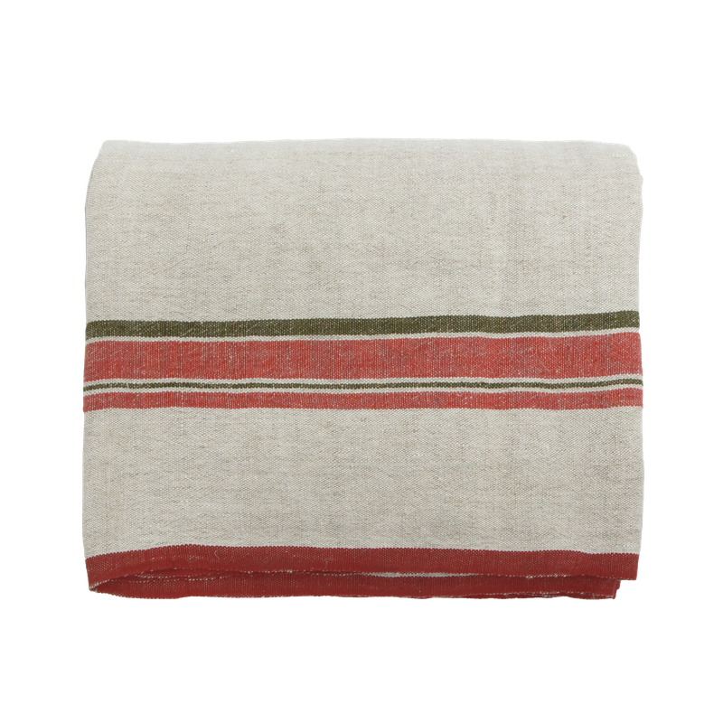 Red Selvedge Stripe Linen Tablecloth