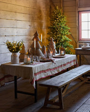 Red Selvedge Stripe Linen Tablecloth
