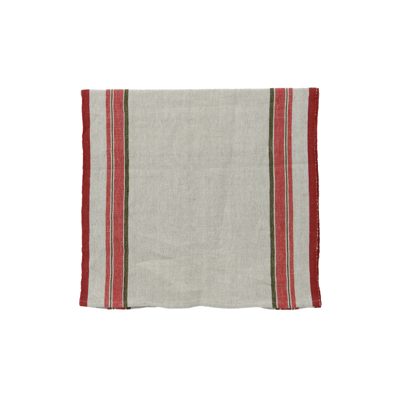French Country Red Selvedge Stripe Linen Table Runner