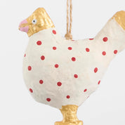 Mache Red Spotty Chicken Decoration