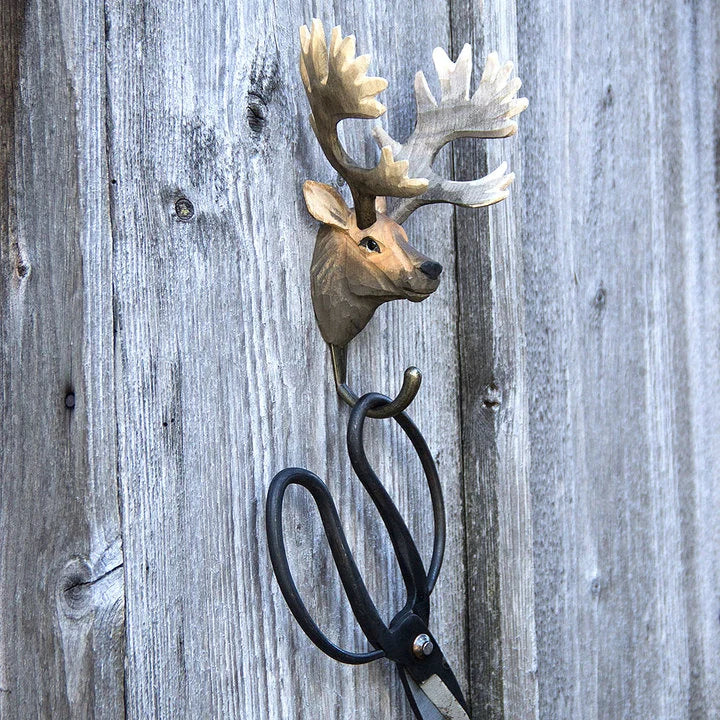 Wooden Carved Hook- Red Deer