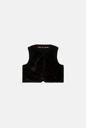 Renee Reversible Velvet Vest- Black