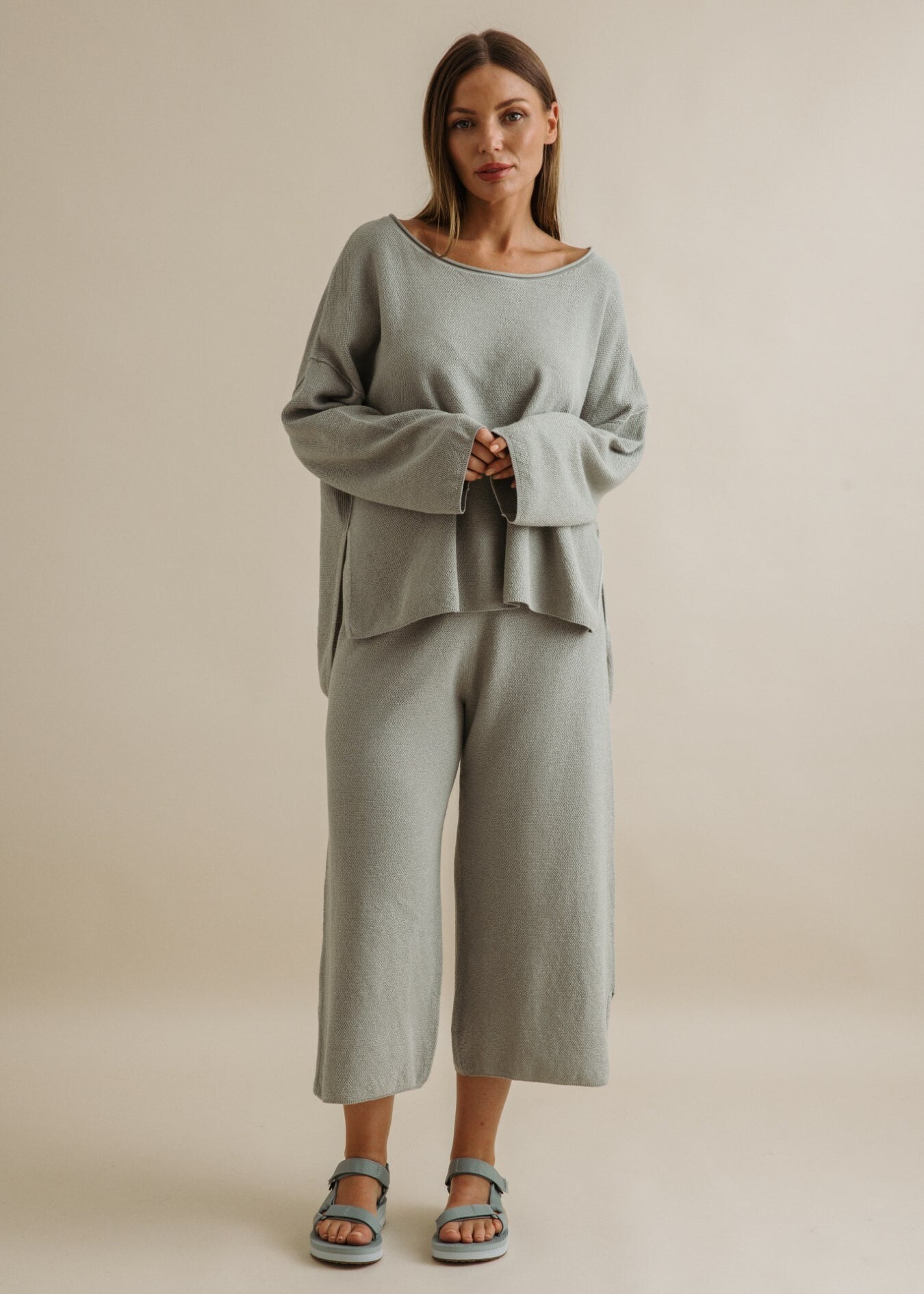 Talamaya Retreat Cotton Twist Pullover in Thyme Combo
