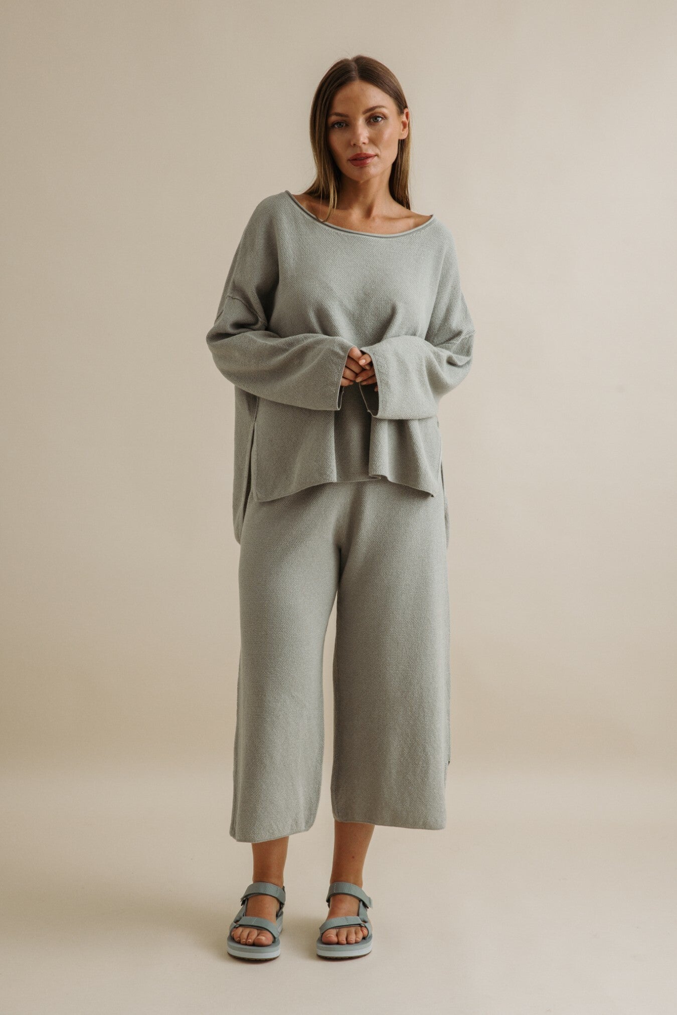 Talamaya Retreat Cotton Twist Pullover in Thyme Combo
