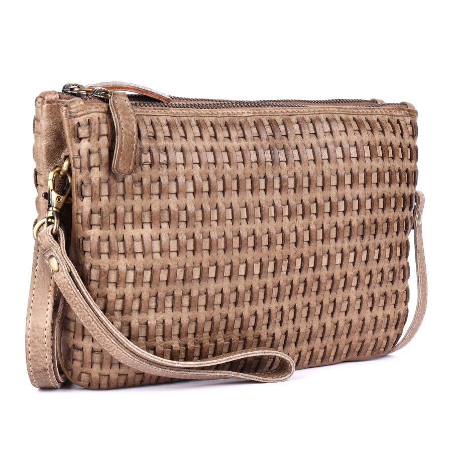 Rugged Hide Rimini Woven Crossbody Bag in Taupe