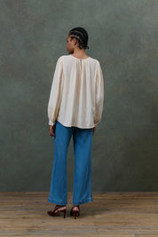 Riya Embroidered Blouse-Cream