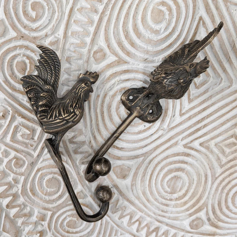 Antique Brass Rooster Hook