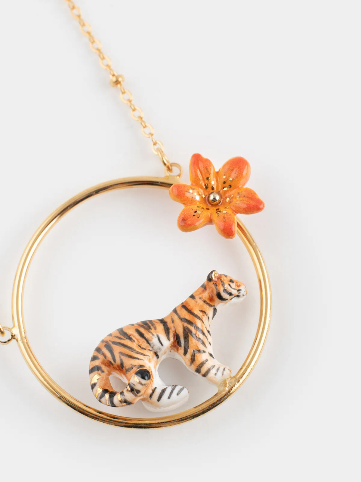 Round Tiger & Lily Necklace