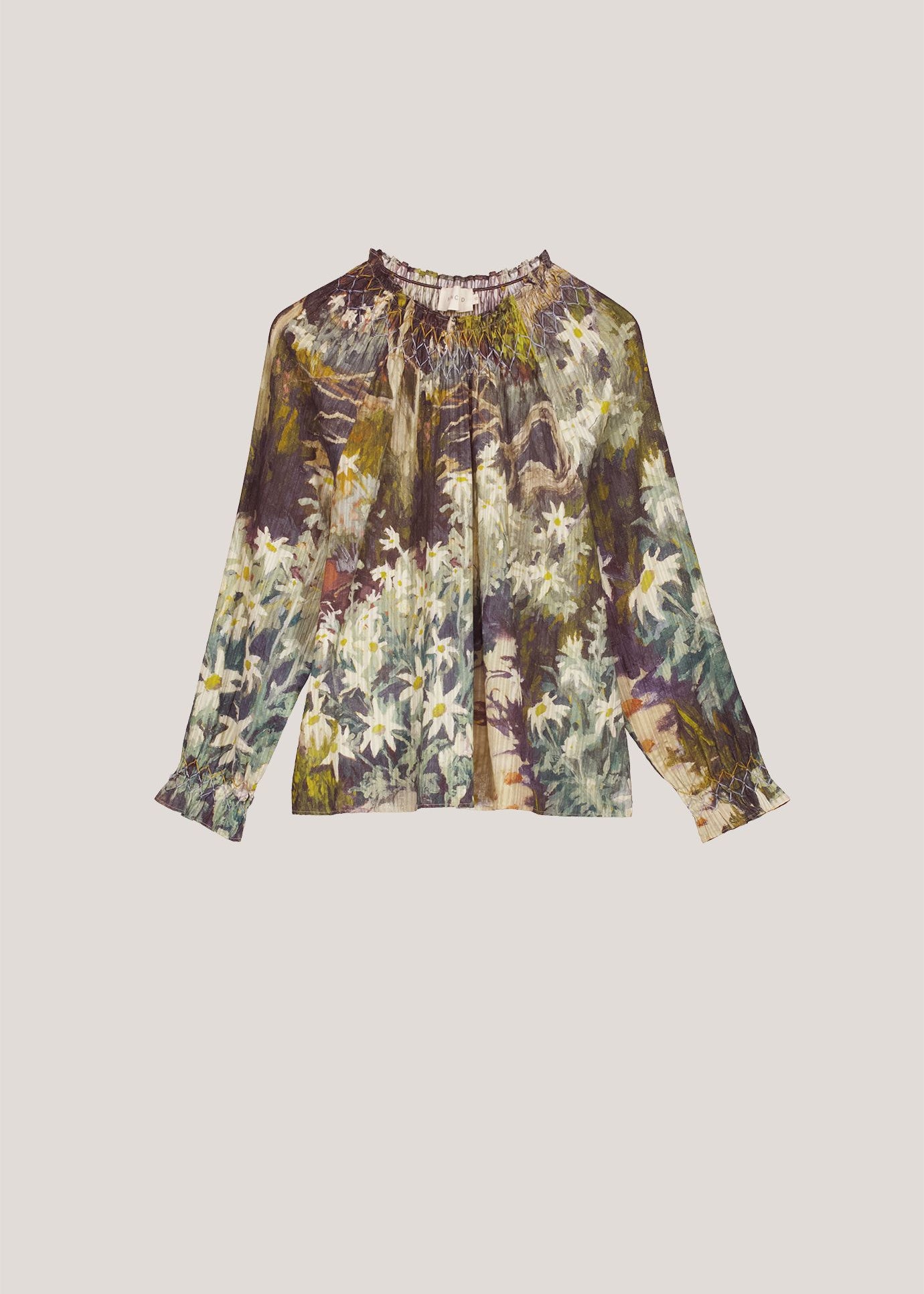 Nancybird Rowena Smocked Blouse- Flannel Flower