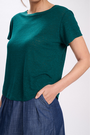 Ruby Linen T-Shirt- Teal
