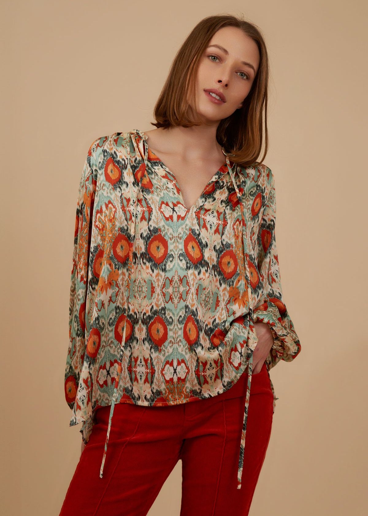 Traffic People Somebody Someday Billow Shirt in Rust