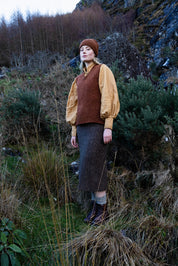 Fisherman Out of Ireland V Neck Vest with side Slits in Copper