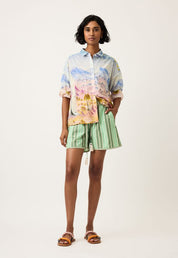 Iris Short- Green Stripe