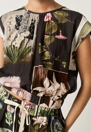 Sabrina Top- Charcoal Archive Floral