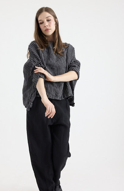 Sailor Boxy Top - Black Ticking Stripe