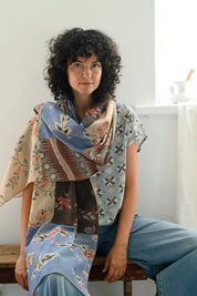 Lazybones Painted Pattern Silk Cotton Scarf