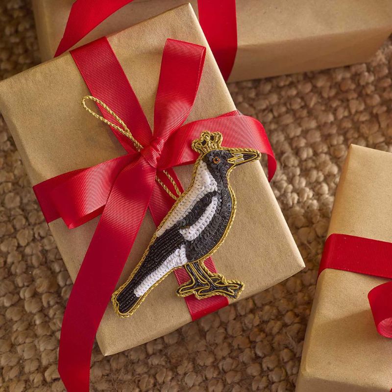 Sequined Magpie Christmas Decoration
