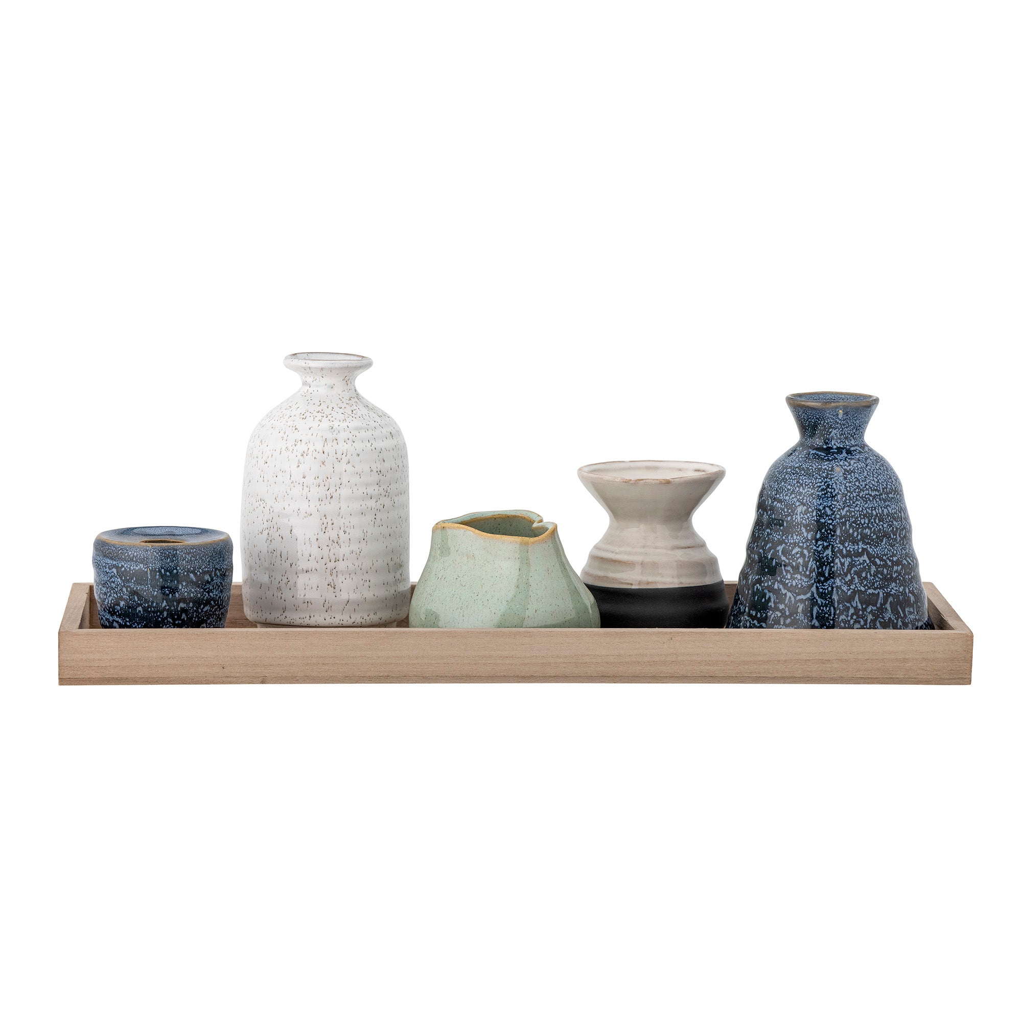 Set of Votives & Vases on Wooden Tray